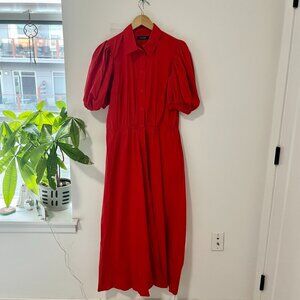 Lauren Ralph Lauren Red Cotton Poplin Shirt Dress Size 12